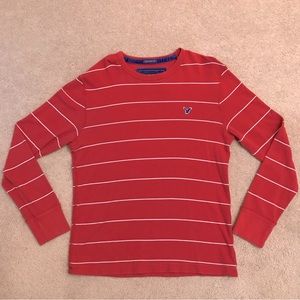 American Eagle Thermal Waffle Knit Long Sleeve Shirt Mens XL Terracotta Cotton